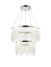 Bano Polished Chrome Crystal Ceiling Lights Diyas Tiered Crystal Fittings